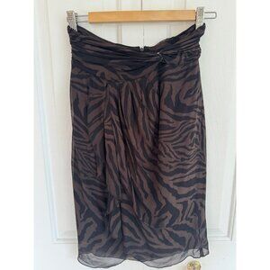 BA&SH Scarlett knee length skirt. Brown Ruffle Zebra Animal Print. Size S